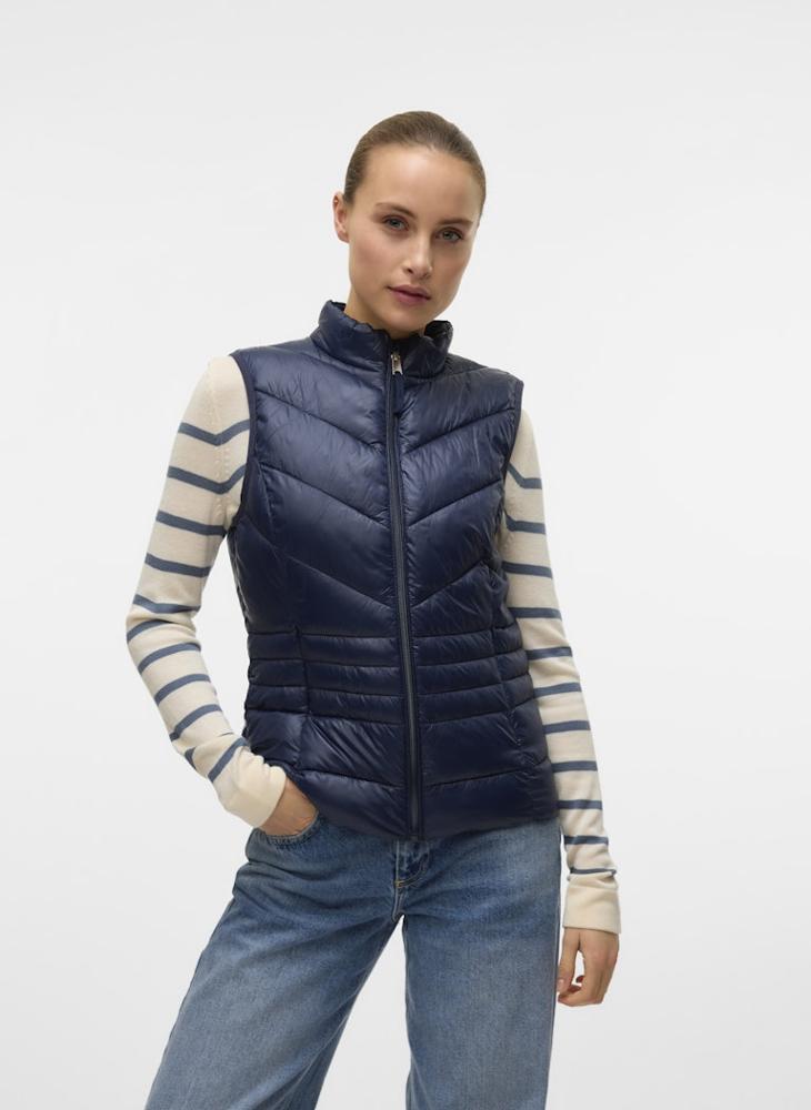 VERO MODA Zip Through Quilted Waistcoat - Image 1