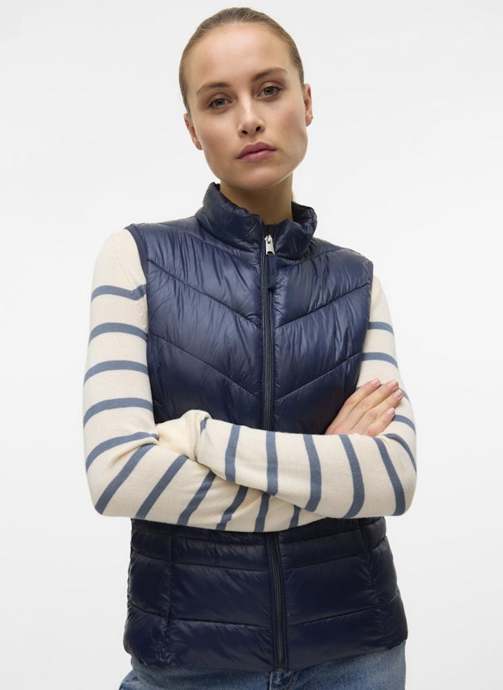 VERO MODA Zip Through Quilted Waistcoat - Image 3