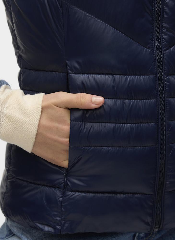 VERO MODA Zip Through Quilted Waistcoat - Image 4