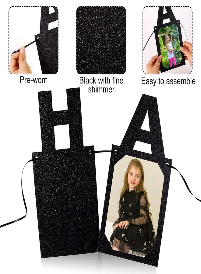 Penitue Happy Birthday Photo Banner, Pre-Strung Black Glitter Picture Garland for Kids and Adults Birthday Celebrations Party Decoration - Image 4