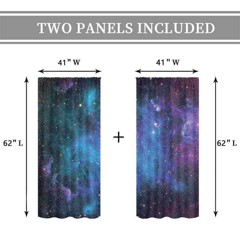 Cinbloo Kids Outer Space Sheer Galaxy Curtains Rod Pocket 41(W) x 62(L) Inch Universe Blue Planet Nebula Fantasy Starry Sky Star Boys Bedroom Decor Living Room Thin Window Drapes Fabric 2 Panels - Image 4