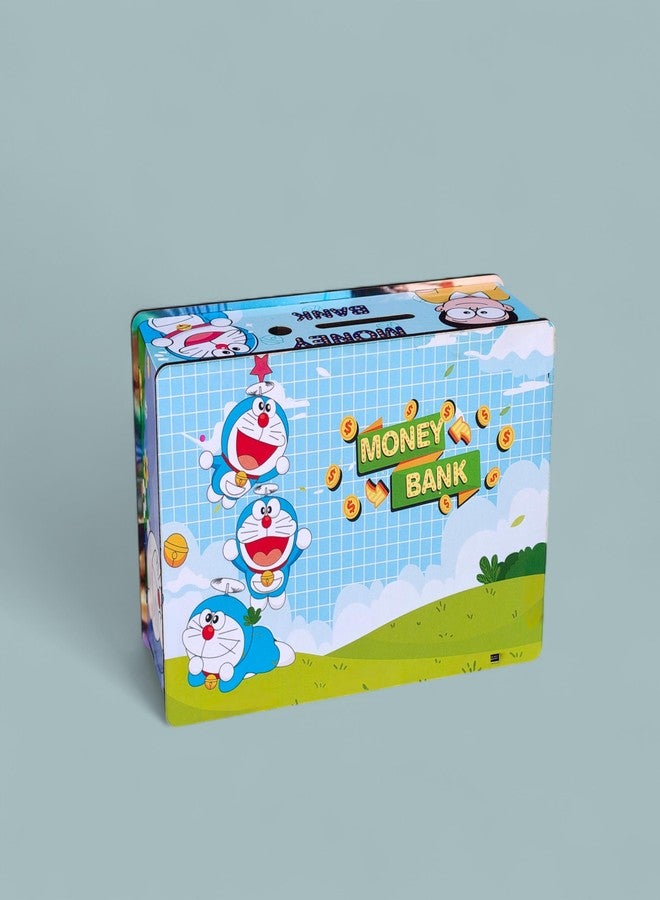 Karni Craft- Wooden Money Bank for Kids & Adults | Doraemon 10000 Savings Challenge Piggy Bank | Interactive Gullak with Number Tick Grid | Money Saving Box for Gift - Image 4