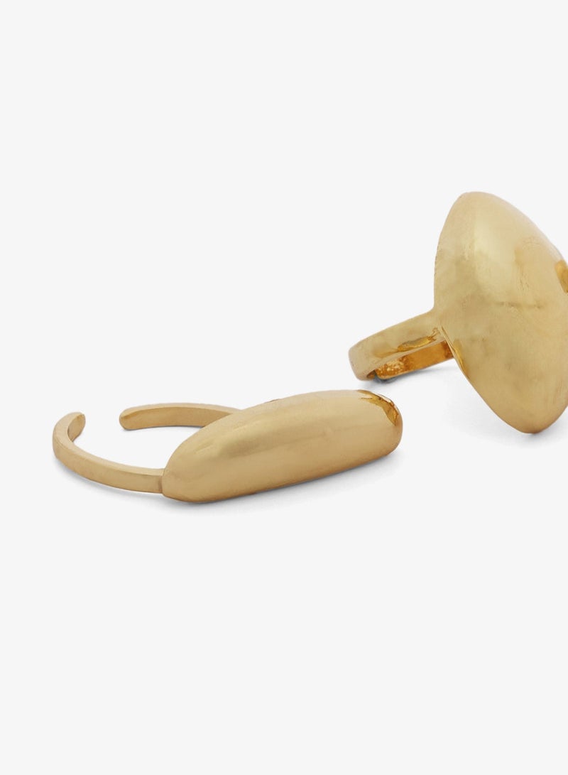 ايلا ثلاث خواتم ذهبية بنقوش متنوعة - Image 3