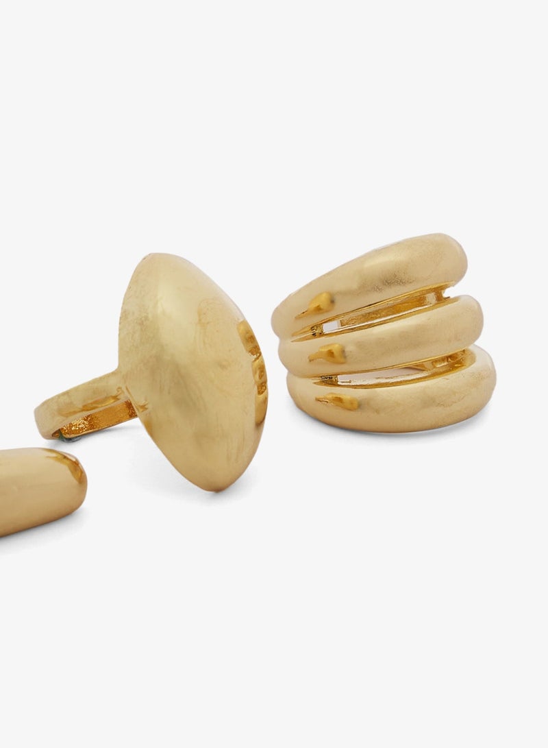 ايلا ثلاث خواتم ذهبية بنقوش متنوعة - Image 4