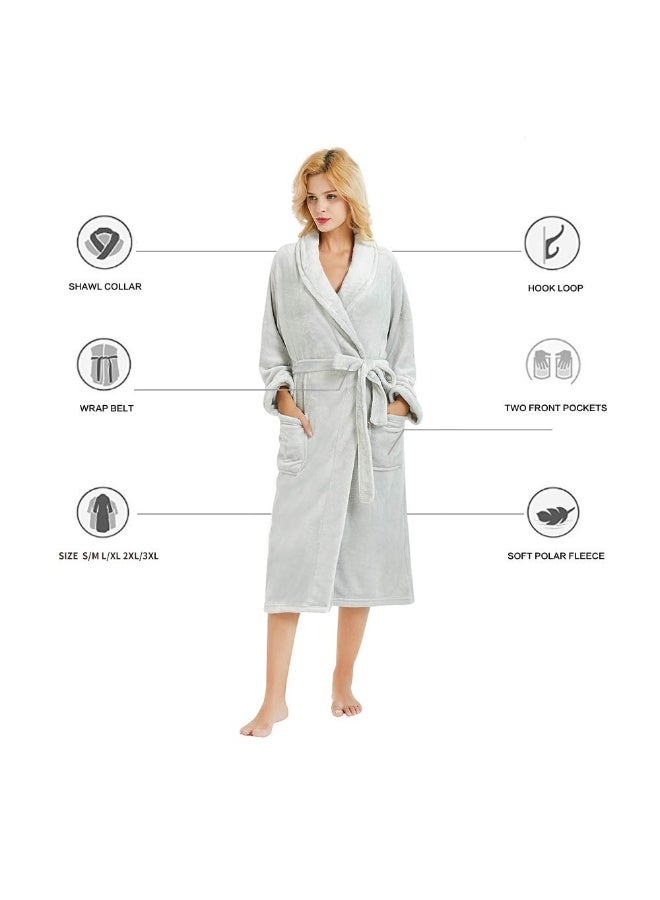 DESINO Unisex Bathrobes, Premium Bathrobes, Soft Flannel Long Bathrobes, Thick Robes For Men And Women, Pajamas, Home Shawl Robes, Spa Bathrobes - Image 3