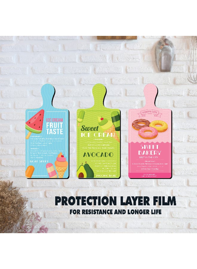 A Set Of 3 Wooden Wall Decor Pieces Designed Like Coasters Or Cutting Boards, Printed With Elegant Illustrations. Comes With Double-Sided Adhesive Backing. Dimensions: 28×13.5 Cm. Features High-Quality Glossy Printing With A Protective Layer Resistant To Dust And Wear. - Image 2