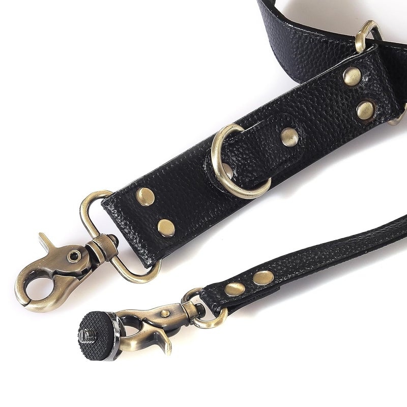 MVPRO Leather Dual Camera Strap with Snap Shackle Hooks | Perfect Double Camera Belt - Image 4