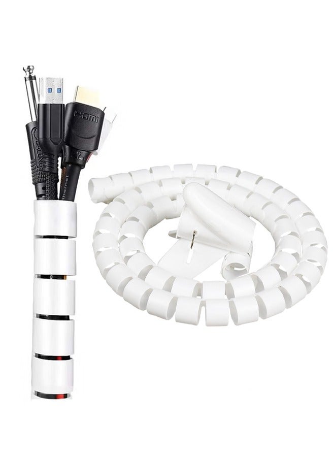 Unique Cable Tidy Sleeves - 10mm*5m Cable Management Wire Tidy Cable Cover Protector - Spiral Flex Cable Wrap - Cord Organizer Clip for PC TV Computer Home and Office Cord Organizer, DIY Flexible - Bl