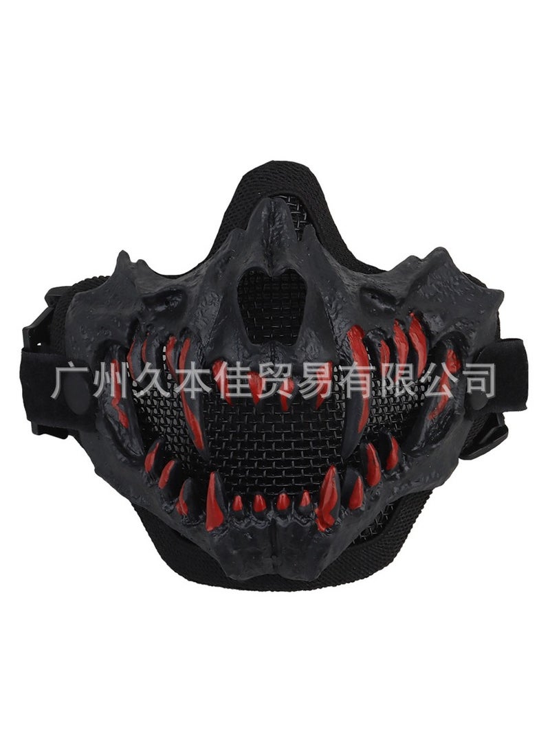 general Tactical Skull Masks Upgraded Version Adjustable Half Face Metal Steel Mesh Fangs Mask for Hunting Cosplay - Image 1