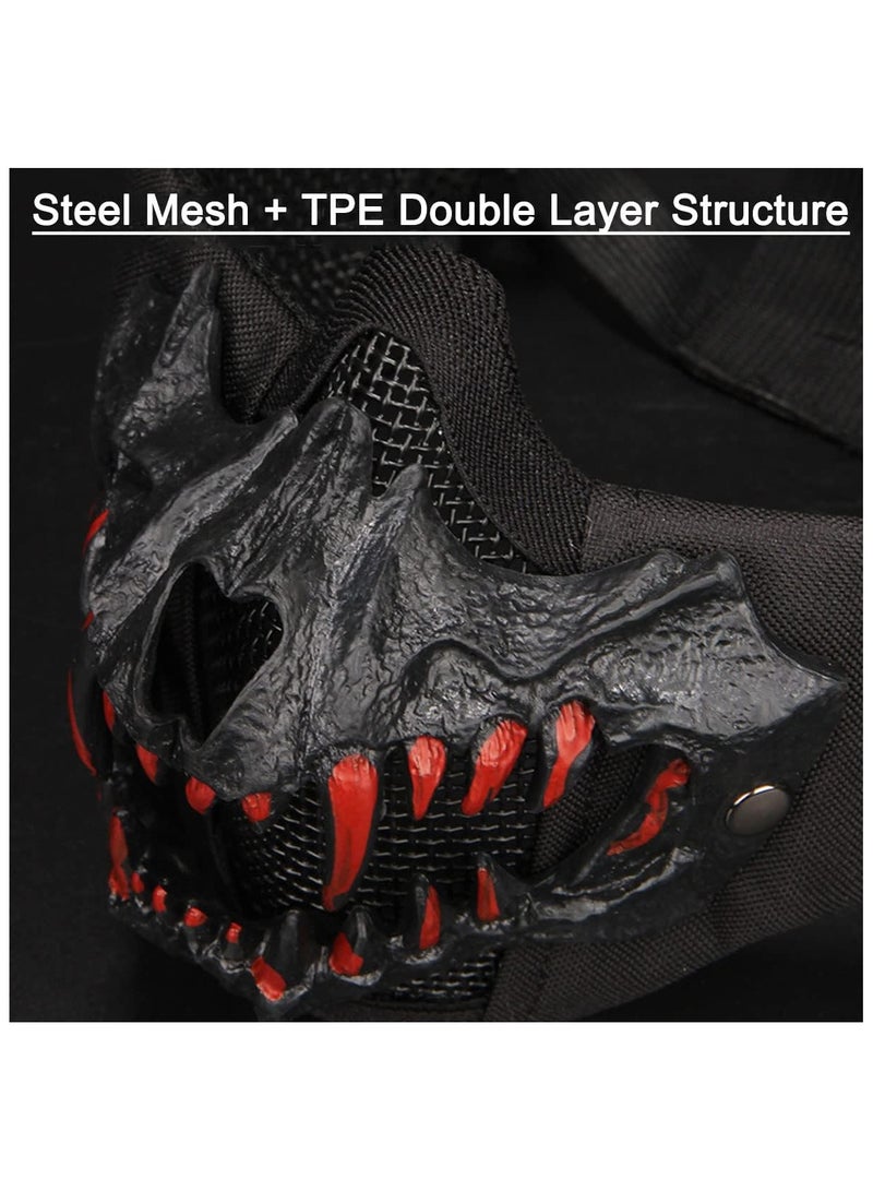 general Tactical Skull Masks Upgraded Version Adjustable Half Face Metal Steel Mesh Fangs Mask for Hunting Cosplay - Image 3