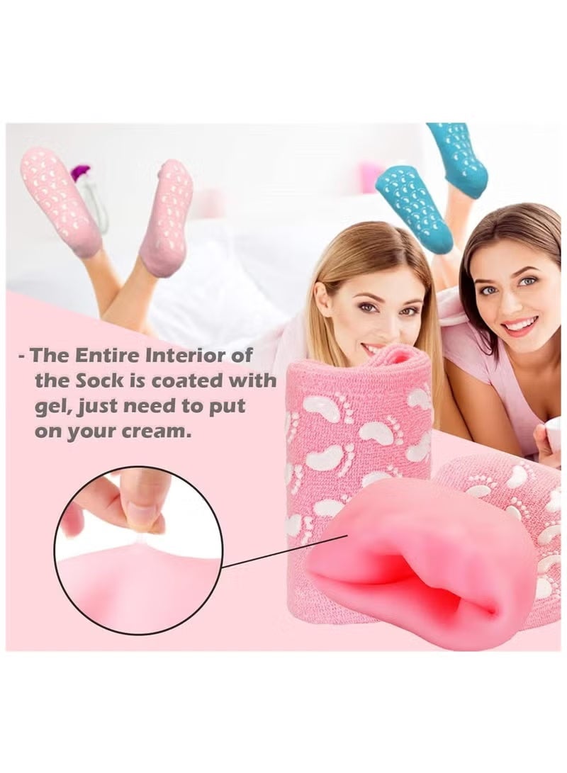 Moisturizing Gel Socks for Men & Women - Infused with Essential Oils & Vitamins for Dry Cracked Feet - Image 2