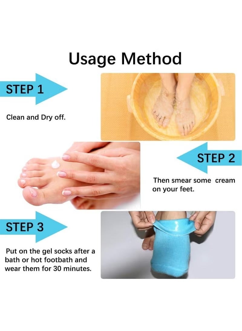 Moisturizing Gel Socks for Men & Women - Infused with Essential Oils & Vitamins for Dry Cracked Feet - Image 4