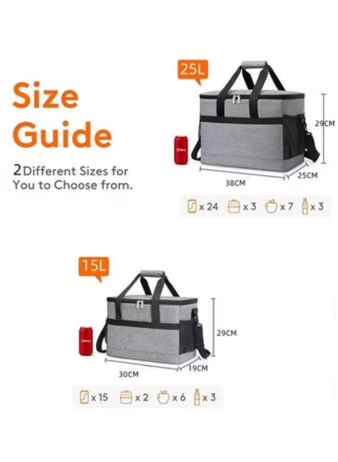 Soft Cooler Bag, Insulated Oxford Lunch Bag with Shoulder Strap, Portable and Leakproof Grocery Bag for Indoor Outdoor, BBQ, Beach, Camping, Picnic, Travel(25L) - Image 2