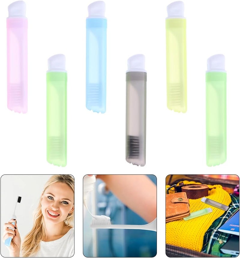 6pcs Portable Folding Travel Toothbrush Soft Bristles Ergonomic Handle Space Saving Design Random Color - Image 4