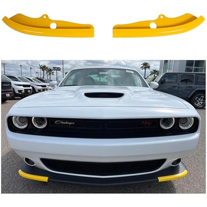 WildWell Front Bumper Lip Splitter for 2015-2024 Dodge Challenger R/T Scat Pack Accessories, Front Lip Protector Cover Yellow Non-Widebody - Image 1