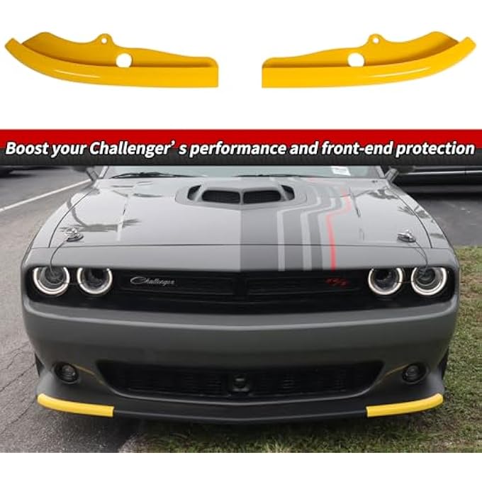 WildWell Front Bumper Lip Splitter for 2015-2024 Dodge Challenger R/T Scat Pack Accessories, Front Lip Protector Cover Yellow Non-Widebody - Image 5
