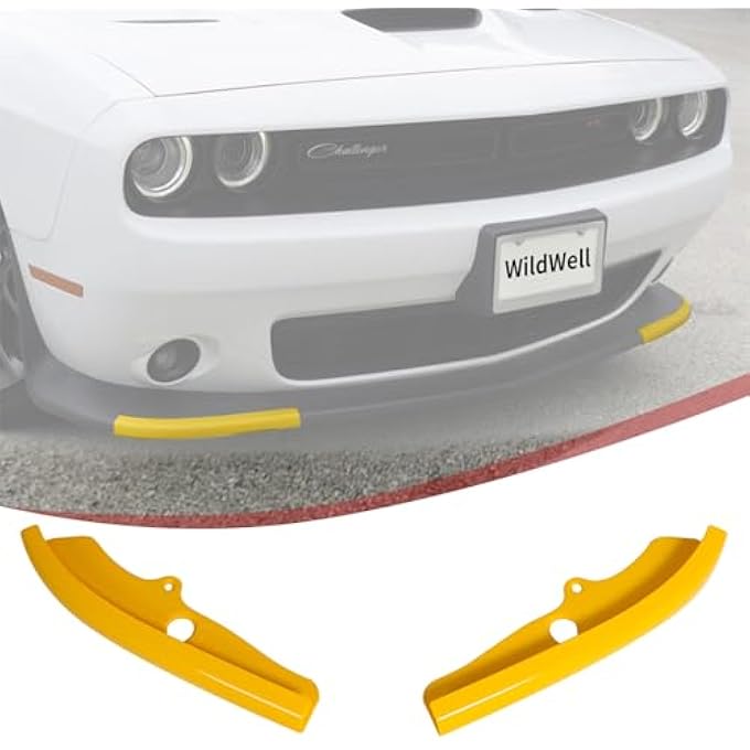 WildWell Front Bumper Lip Splitter for 2015-2024 Dodge Challenger R/T Scat Pack Accessories, Front Lip Protector Cover Yellow Non-Widebody - Image 3