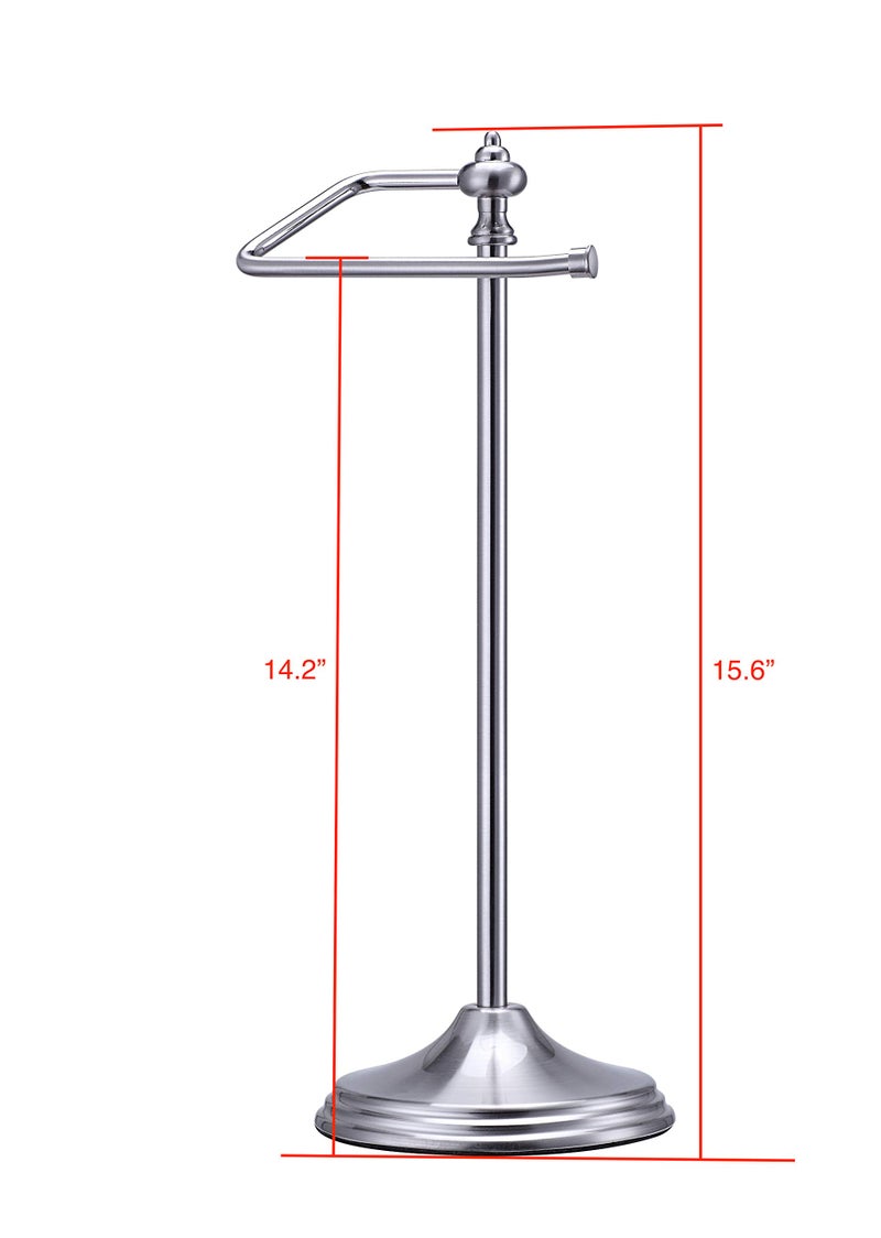 SunnyPoint Heavy Weight Metal Fingertip Towel Holder Stand for Bathroom, Kitchen, Vanity and Countertops; Hanging Bar is 14.2" Height (Satin Nickel, 15.6" x 5.6" x 5.6")-Easy Assembly Required. - Image 4