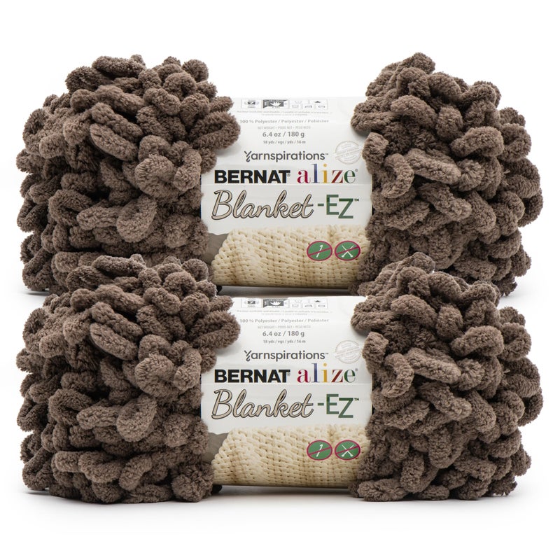 Bernat Alize Blanket Deep Taupe Yarn - 2 Pack of 180g/6.4 oz - 100% Polyester - #7 Jumbo - 18 Yards - Chunky Yarn for Hand Knitting/Crochet - Image 1