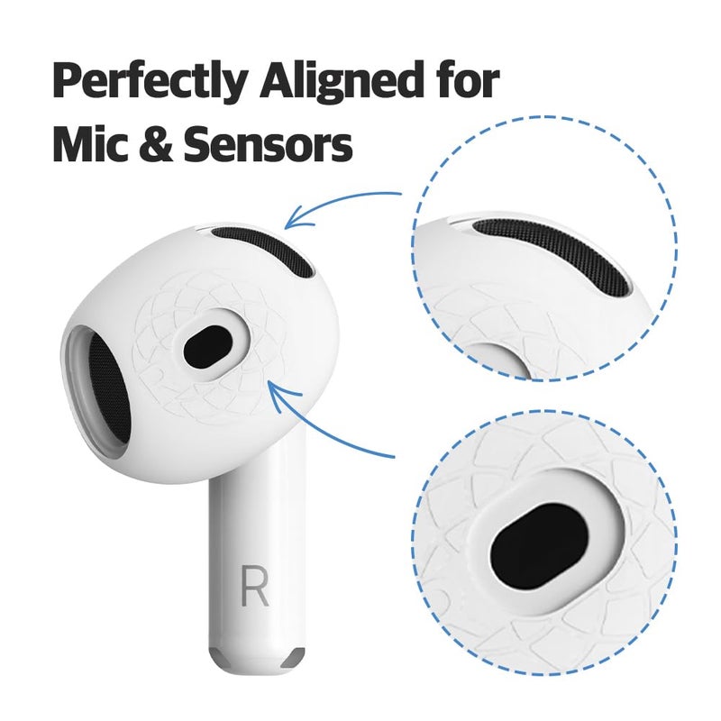 AZLA SednaEarfit for AirPods 4 â€“ Anti-Slip Silicone Covers for AirPods 4 â€“ Ear Hook Alternative Grip Skins with Fibonacci Texture â€“ Secure Fit & Case Compatible (4 Pairs) [Ultra Slim + Slim] - Image 4