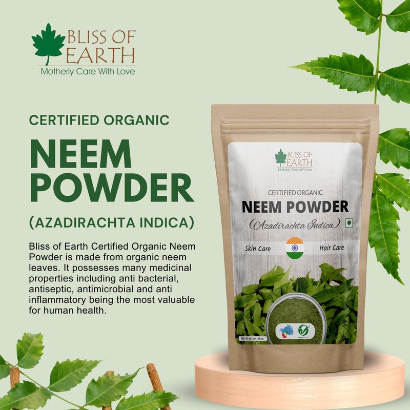 BLISS OF EARTH Bliss of Earth Neem Leaves Powder 453gm Organic For Skin Face Pack Acne Control Pack Of 4 - Image 2