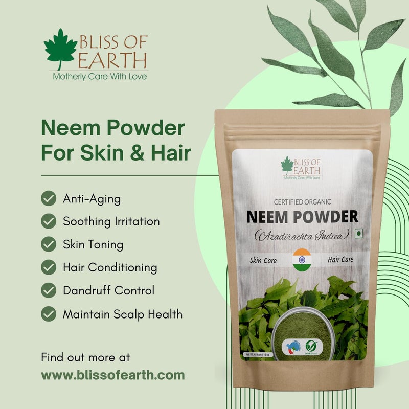 BLISS OF EARTH Bliss of Earth Neem Leaves Powder 453gm Organic For Skin Face Pack Acne Control Pack Of 4 - Image 4