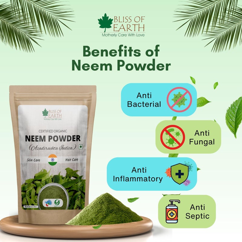BLISS OF EARTH Bliss of Earth Neem Leaves Powder 453gm Organic For Skin Face Pack Acne Control Pack Of 4 - Image 3