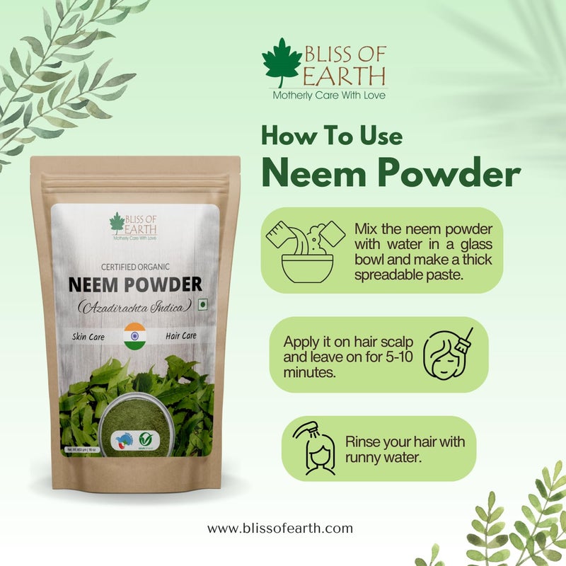 BLISS OF EARTH Bliss of Earth Neem Leaves Powder 453gm Organic For Skin Face Pack Acne Control Pack Of 4 - Image 5