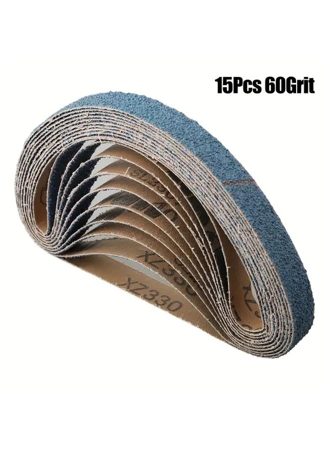 15pcs 60 Grits Zirconia Sanding Belts 20mm x 520mm For Belt Sander Table Grinder - Image 1