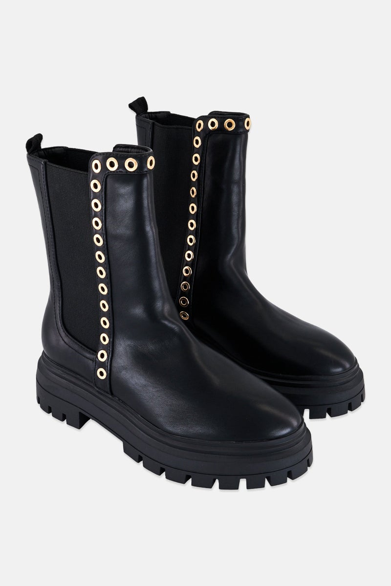 Reserved Women Slip On Ankle Boots, Black  - Image 1