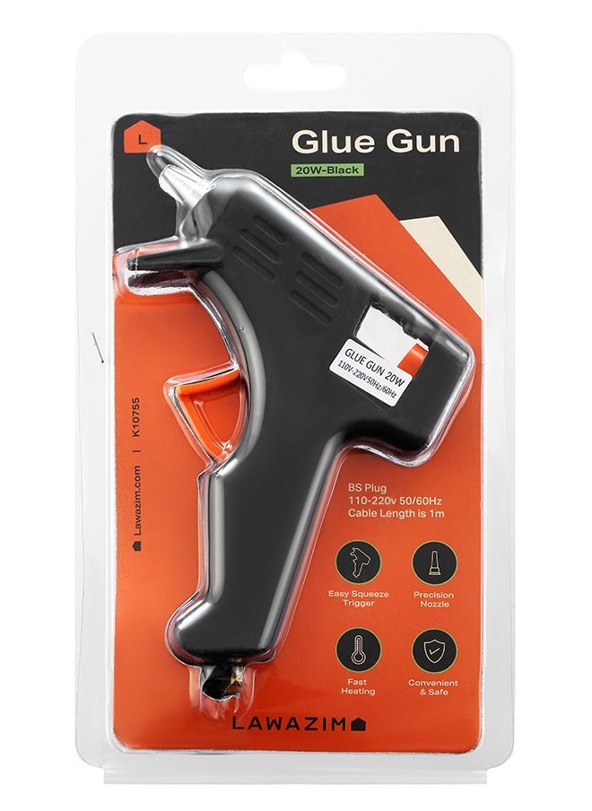 LAWAZIM - Glue Gun 20W - Black | Hot Melt Glue Gun With Glues Stick Industrial Craft Thermo Electric Heat Temperature Tool For DIY Jewelry Making - Image 1