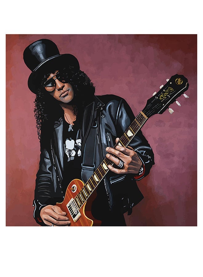RYN Slash Musician Themed Decorative Wall Art Black/Red 30x30cm - Image 1