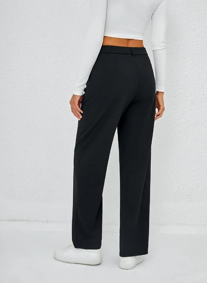 Take Two Solid Pleated Straight Leg Pants