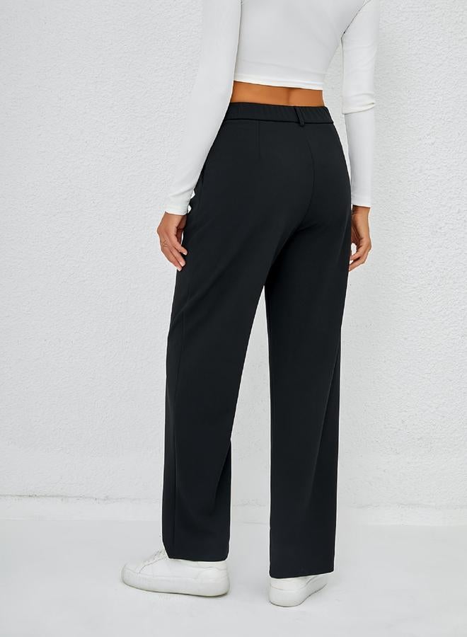 Take Two Solid Pleated Straight Leg Pants - Image 2