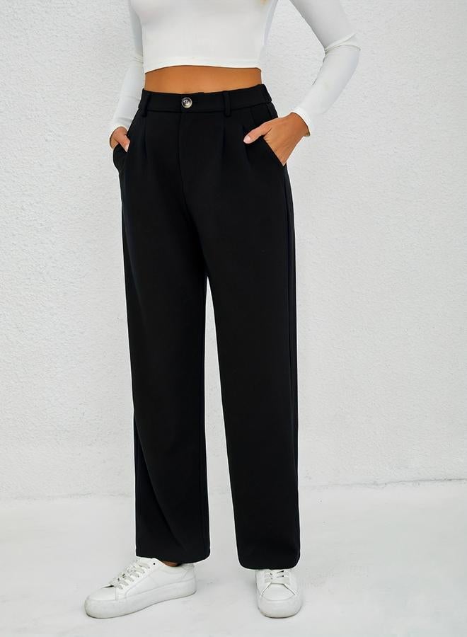 Take Two Solid Pleated Straight Leg Pants - Image 1