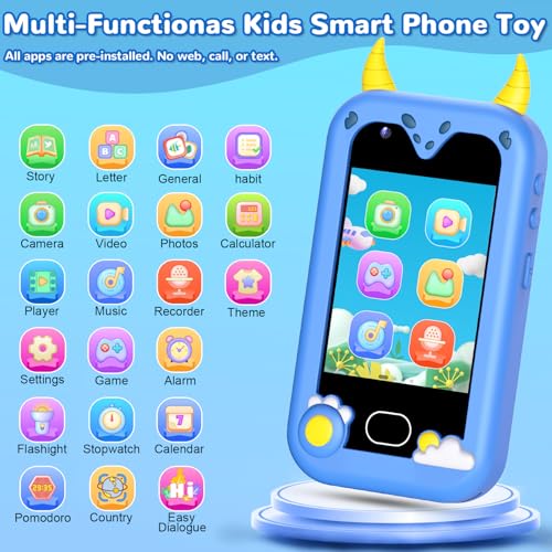 Lapare Kids Smart Phone Toys 28 Touchscreen HD Dual Camera Cell Phone for Kids Birthday Gifts Dinosaur Toddler Play Phone for Boys 310 Travel Learning Toy with 32GB SD CardBlue - Image 5