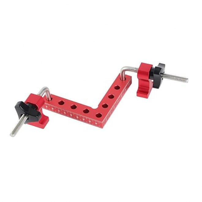 90 Degree Positioning Square Right Angle Fixture Woodworking Tool Aluminum Alloy Right Angle Clamp for Woodworking Projects Boxes Photo Frames 2 Sets with Blocks Screw Rods Handles (100mm) 100mm - Image 3