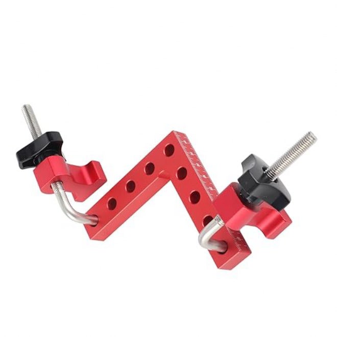 90 Degree Positioning Square Right Angle Fixture Woodworking Tool Aluminum Alloy Right Angle Clamp for Woodworking Projects Boxes Photo Frames 2 Sets with Blocks Screw Rods Handles (100mm) 100mm - Image 4
