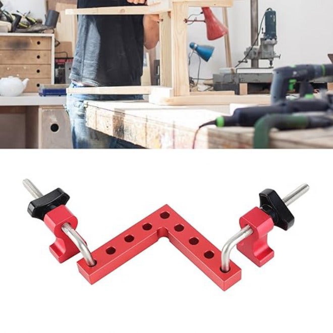 90 Degree Positioning Square Right Angle Fixture Woodworking Tool Aluminum Alloy Right Angle Clamp for Woodworking Projects Boxes Photo Frames 2 Sets with Blocks Screw Rods Handles (100mm) 100mm - Image 2