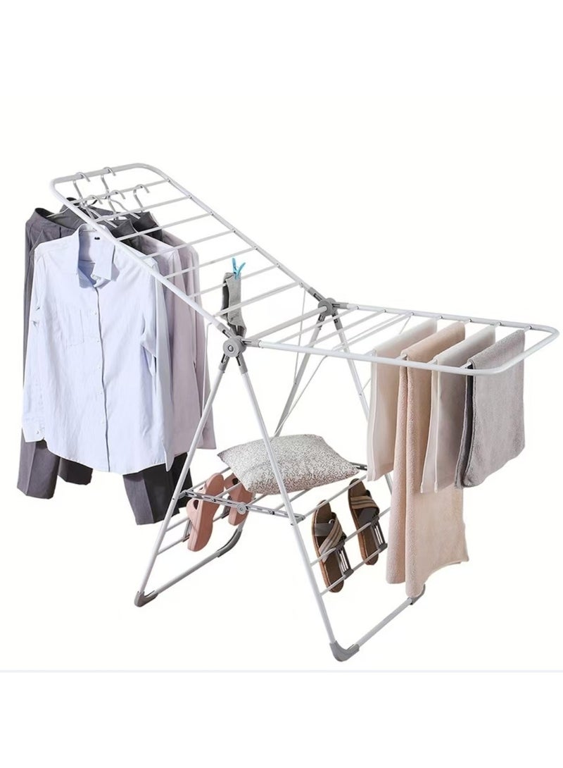 Double bracket galvanized steel laundry rack gray - Image 1