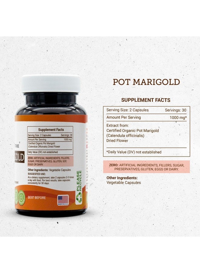 Secrets of the Tribe Pot Marigold 60 Capsules, 1000 mg, Pot Marigold (Calendula Officinalis) Dried Flower (60 Capsules) - Image 3