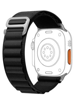 Generic Alpine Loop For Apple Watch 42/44 Mm Nylon Woven Ring With Sports G Hook Strap Series SE - Black  - Image 1