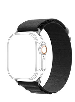 Generic Alpine Loop For Apple Watch 42/44 Mm Nylon Woven Ring With Sports G Hook Strap Series SE - Black  - Image 2