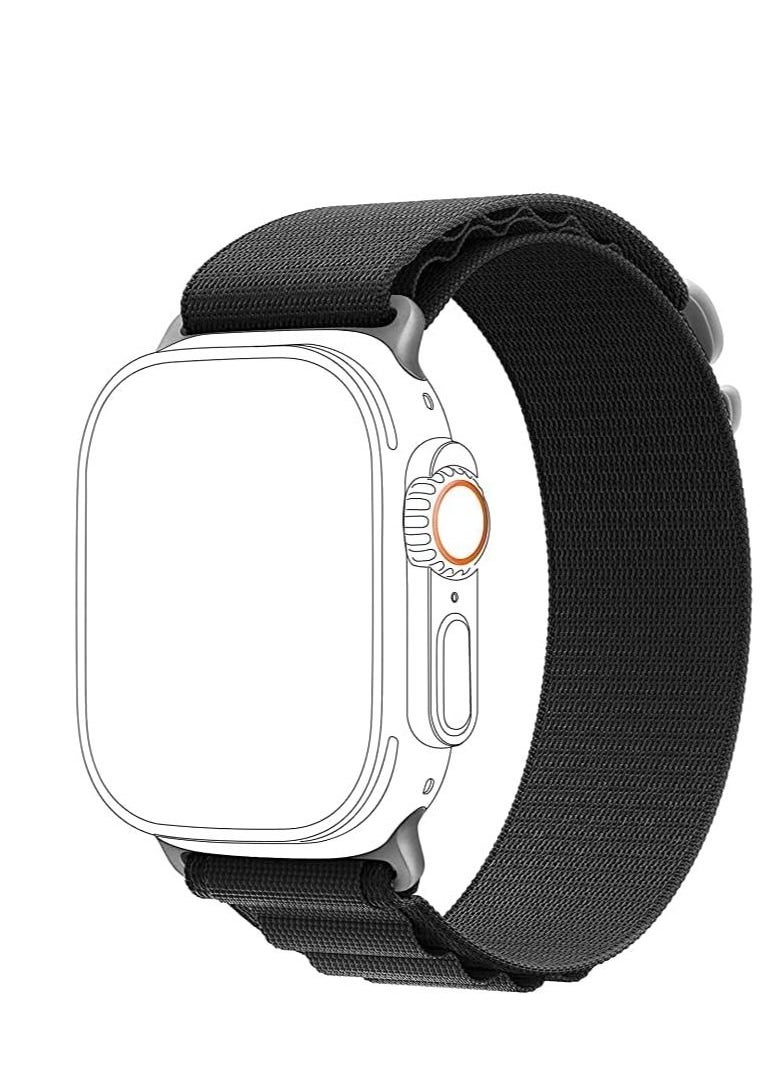 Generic - Alpine Loop For Apple Watch 42/44 Mm Nylon Woven Ring With Sports G Hook Strap Series SE - Black - Image 1
