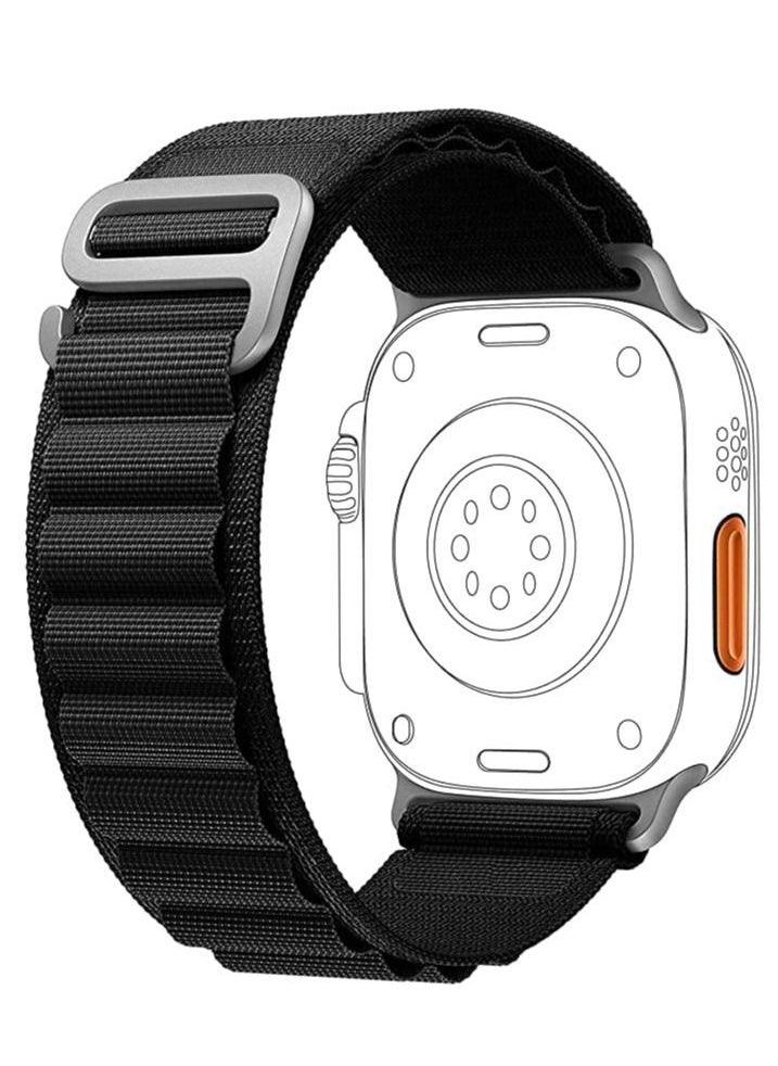 Generic - Alpine Loop For Apple Watch 42/44 Mm Nylon Woven Ring With Sports G Hook Strap Series SE - Black - Image 1