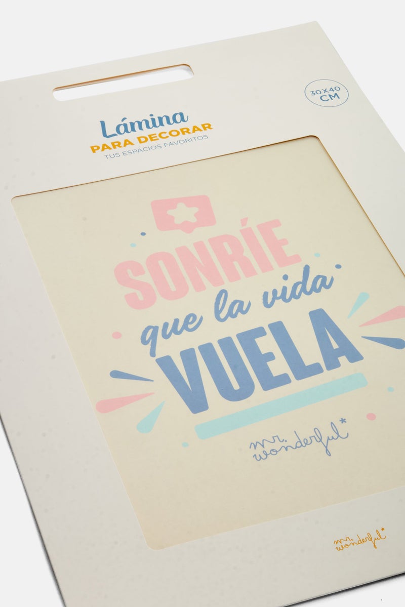 Mr. Wonderful Smile, Life Flies By Decorative Sheet 30 x 40 cm, White  - Image 3