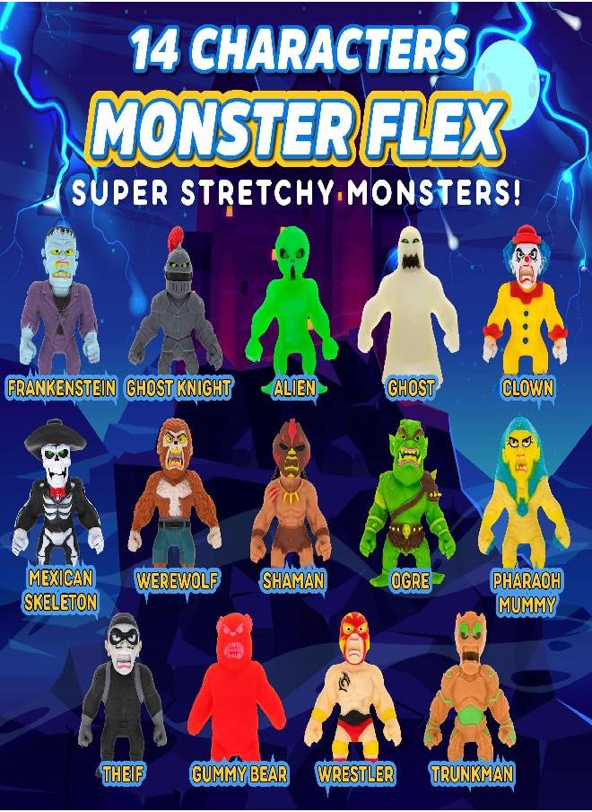 ALISA - Monster Flex Stretchy Toys for Boys and Girls - 14 Unique Spooky Stretch Monsters - Stretch Guy Toys for Kids Birthday Gift Party Favors, Sensory Fidget Stress Toys for Kids - Series 3 (Gummy Bear) - Image 1