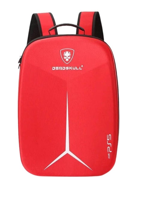 GXM DeadSkull PS5 Carrying Backpack, Polyester & EPE Material, Canvas Shell, Dacron Lining, Shockproof, Dustproof, Red