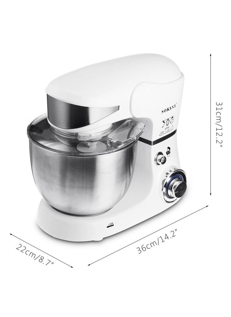 sokany - Stand Mixer, 5 liters, 1000 watts, Multi-function Kitchen Machine, with Lid Splash-Proof SC-206 White - Image 1
