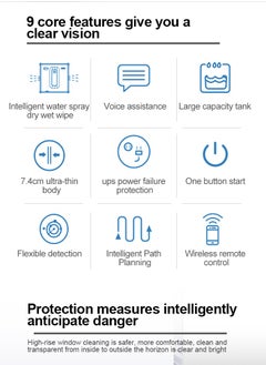 ET-LIFE Window Cleaner Robot 6.8cm Ultra-Thin, Intelligent Obstacle Avoidance, Automatic Window Vacuum Cleaner for Large Mirror, Tile Wall, Glass Wall, Remote & App Control, Light & Compact  - Image 2
